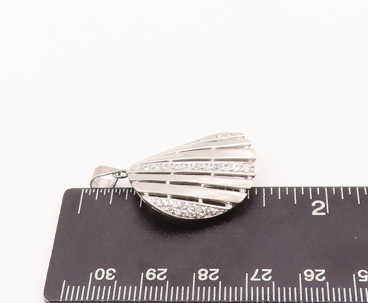 925 Sterling Silver Vintage Pendant Designer Cutout CZ Fence Effect  PT23150