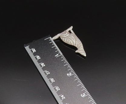 925 Sterling Silver  Vintage Dotted Howling Wolf Dog Brooch Pin  BP9694