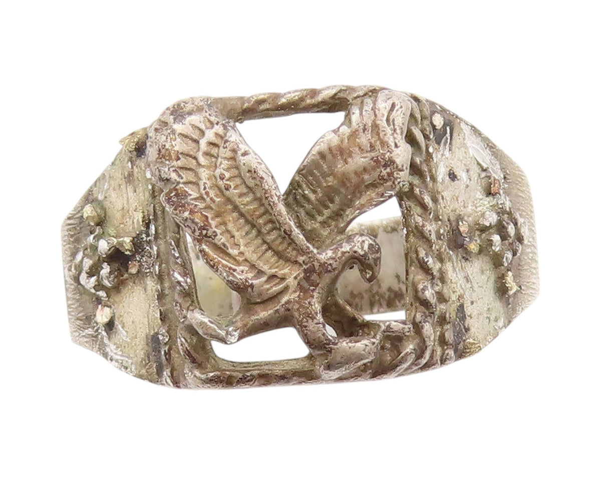 925 Sterling Silver Vintage Ring Antique American Eagle Cutout  Sz 13.5  RG33012