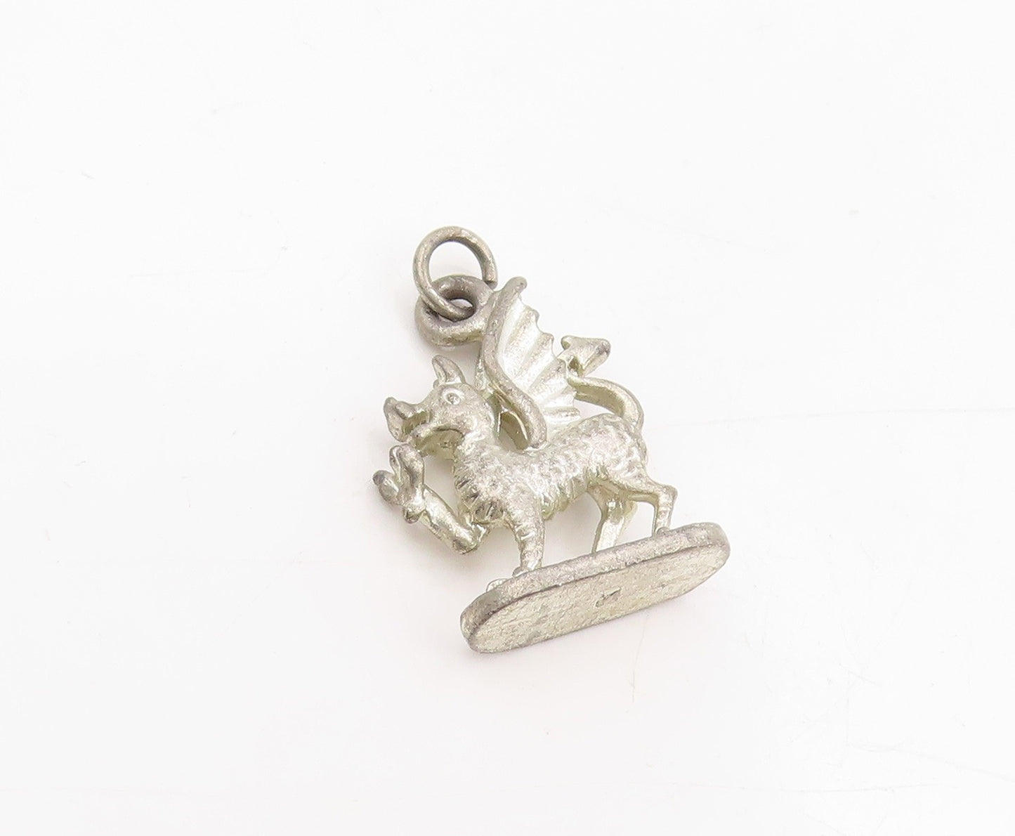 925 Sterling Silver Vintage Pendant Etched Welsh Dragon Of Wales Charm  PT25262
