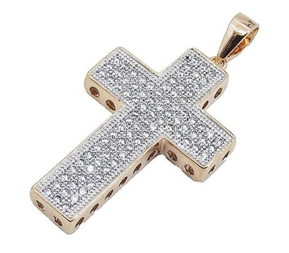 925 Sterling Silver  Cubic Zirconia Rose Gold Plated Cross Pendant  PT6161