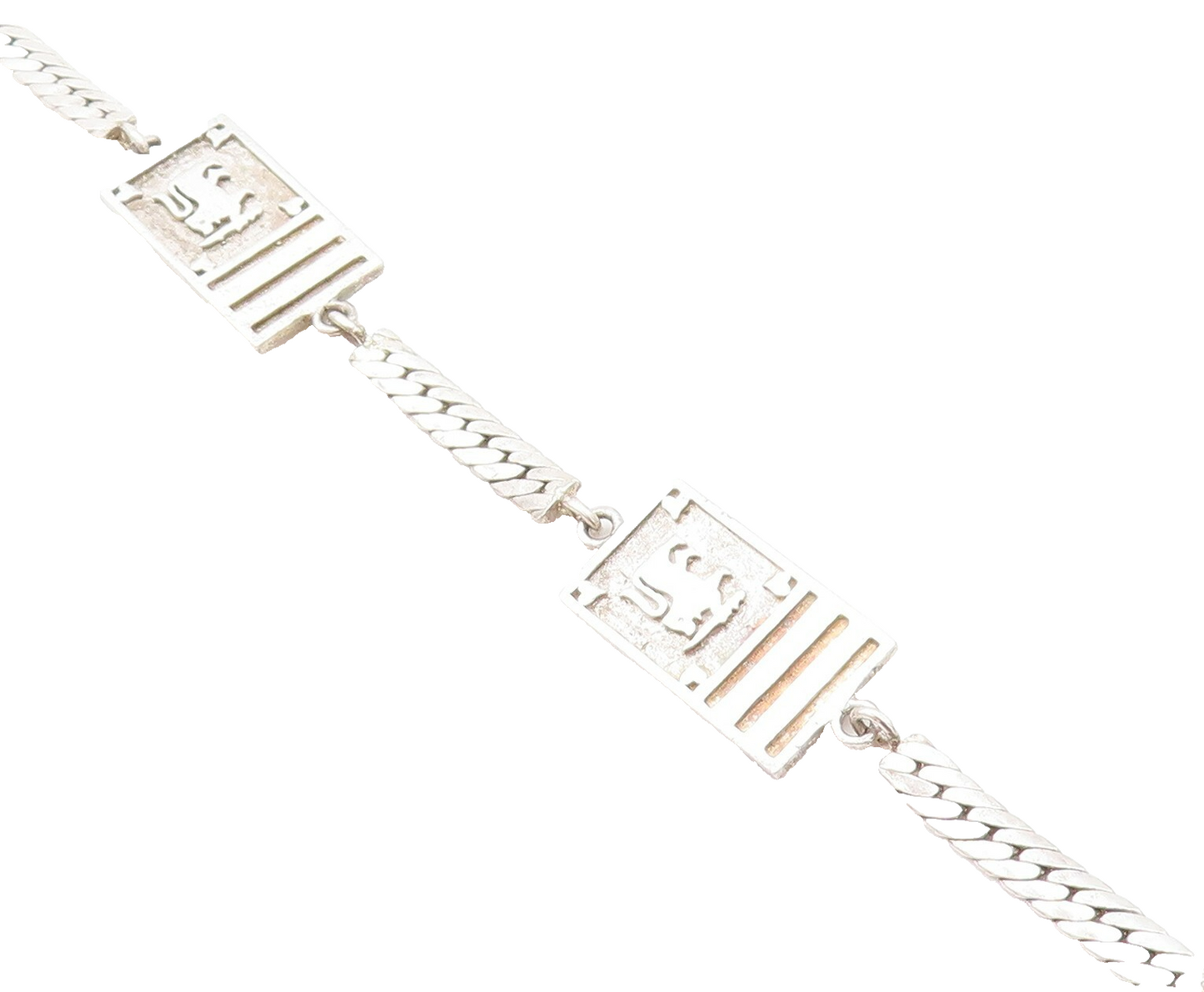 925 Sterling Silver  Vintage Embossed Detail Snake Link Chain Bracelet  BT1978