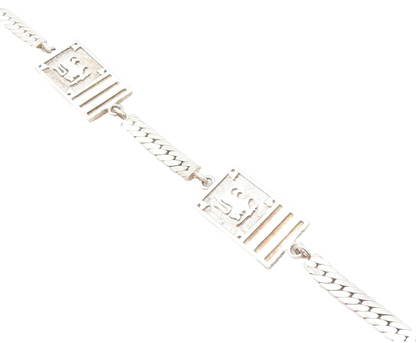 925 Sterling Silver  Vintage Embossed Detail Snake Link Chain Bracelet  BT1978