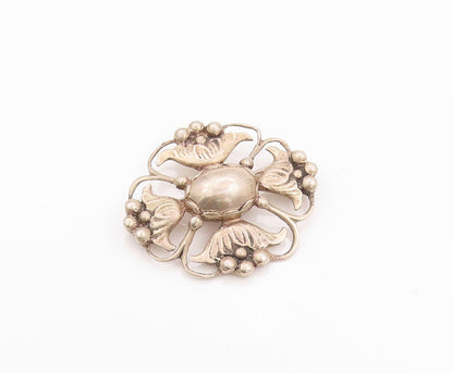 925 Sterling Silver Vintage Brooch Antique Cutout Floral Design  BP11588
