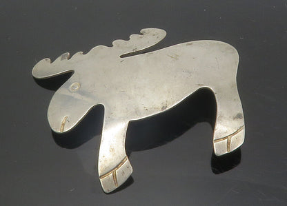 MEXICO 925 Sterling Silver  Vintage Smooth Moose Animal Brooch Pin  BP4439