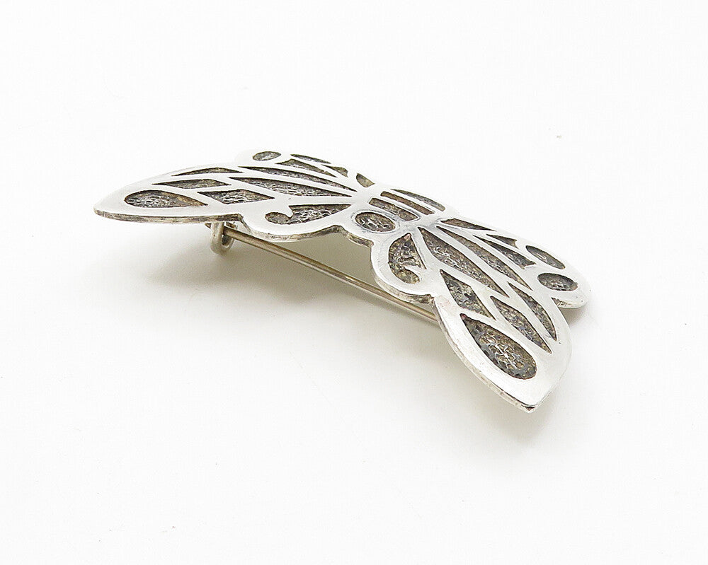 925 Sterling Silver  Vintage Oxidized Butterfly Motif Brooch Pin  BP4157