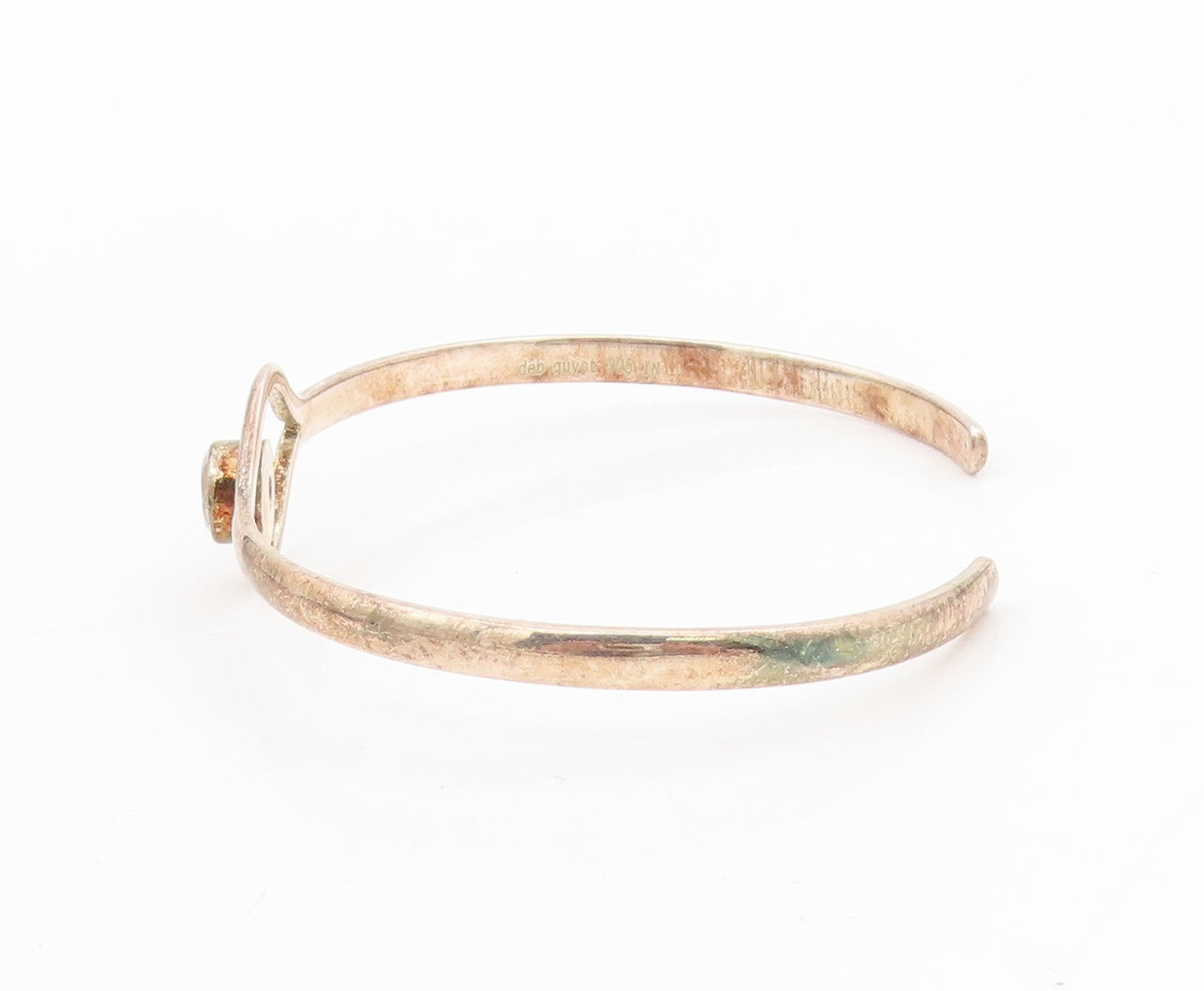 925 Sterling Silver Vintage Bracelet DEB GUYOT Topaz Minimalist Cuff  BT11583