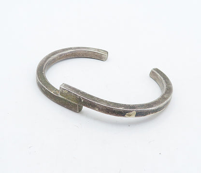 MEXICO 925 Sterling Silver  Vintage Dark Tone Bypass Cuff Bracelet  BT2728