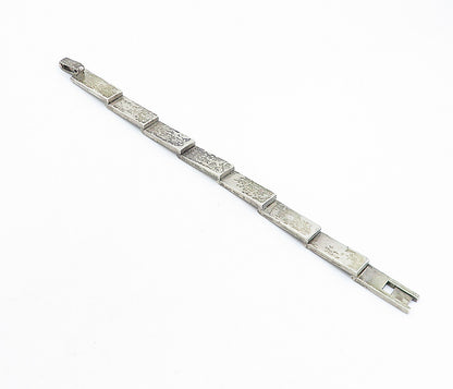 AAA MEXICO 925 Silver Vintage Smooth Square Bar Link Chain Bracelet BT3033