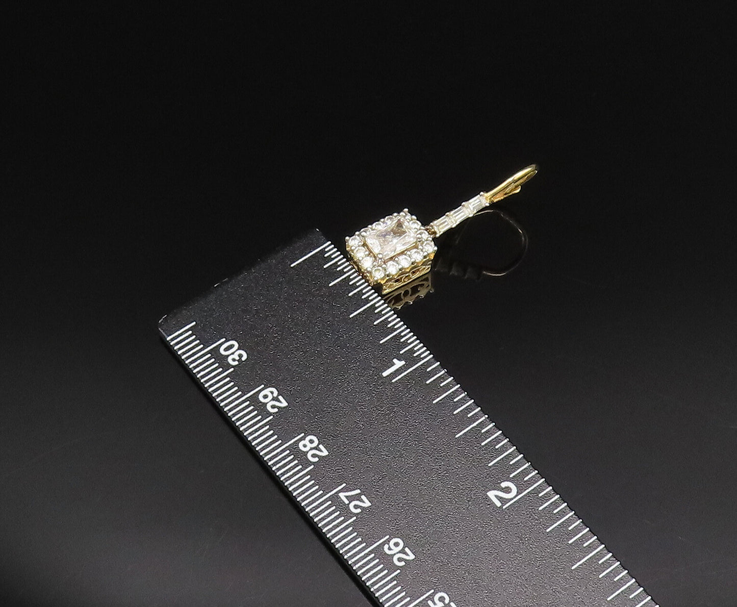 925 Silver  Vintage Elegant Gold Plated Topaz Square Frame Earrings  EG12072