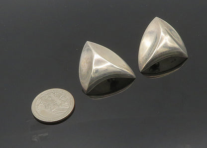 925 Sterling Silver & 14K GOLD  Vintage Shiny Modernist Drop Earrings  EG10417