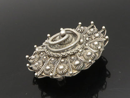 SIAM 925 Sterling Silver  Vintage Twisted Swirl & Beads Brooch Pin  BP9446