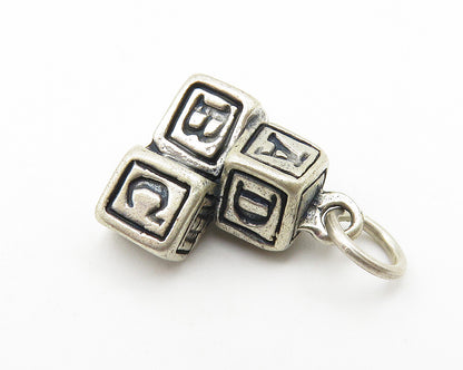 925 Sterling Silver  Vintage Oxidized Stacked Letter Blocks Pendant  PT8209