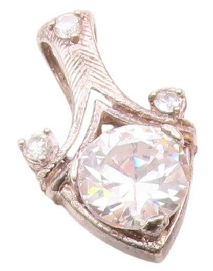 925 Sterling Silver  Vintage Sparkling Cubic Zirconia Pendant  PT19957