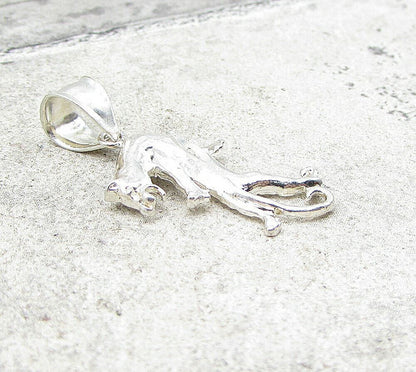 925 Sterling Silver Vintage Roaring Puma Drop Pendant PT1391