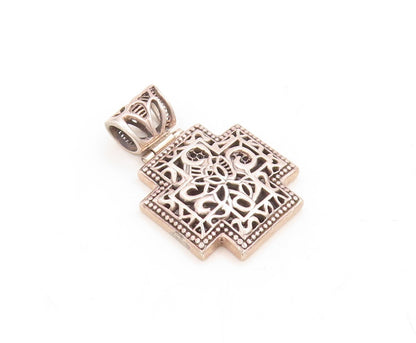 925 Sterling Silver Vintage Pendant Dark Tone Brutalist Cut Plus Sign  PT23873