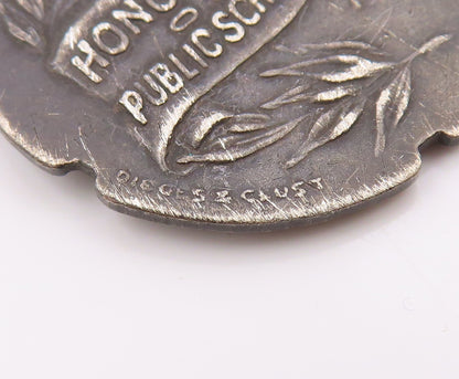 925 Sterling Silver  Vintage Antique Oxidized Honor Student Pendant  PT7573