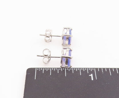 925 Sterling Silver Vintage Earrings Minimalist Oval Cut Tanzanite Stud  EG14273