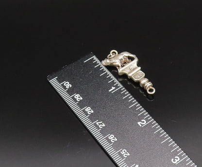 925 Sterling Silver  Vintage Sculpted Animal On Top Of Pillar Pendant  PT21743