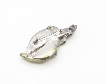 DESIGNER 925 Sterling Silver  Vintage Two Tone Sculpted Brooch Pin  BP7132