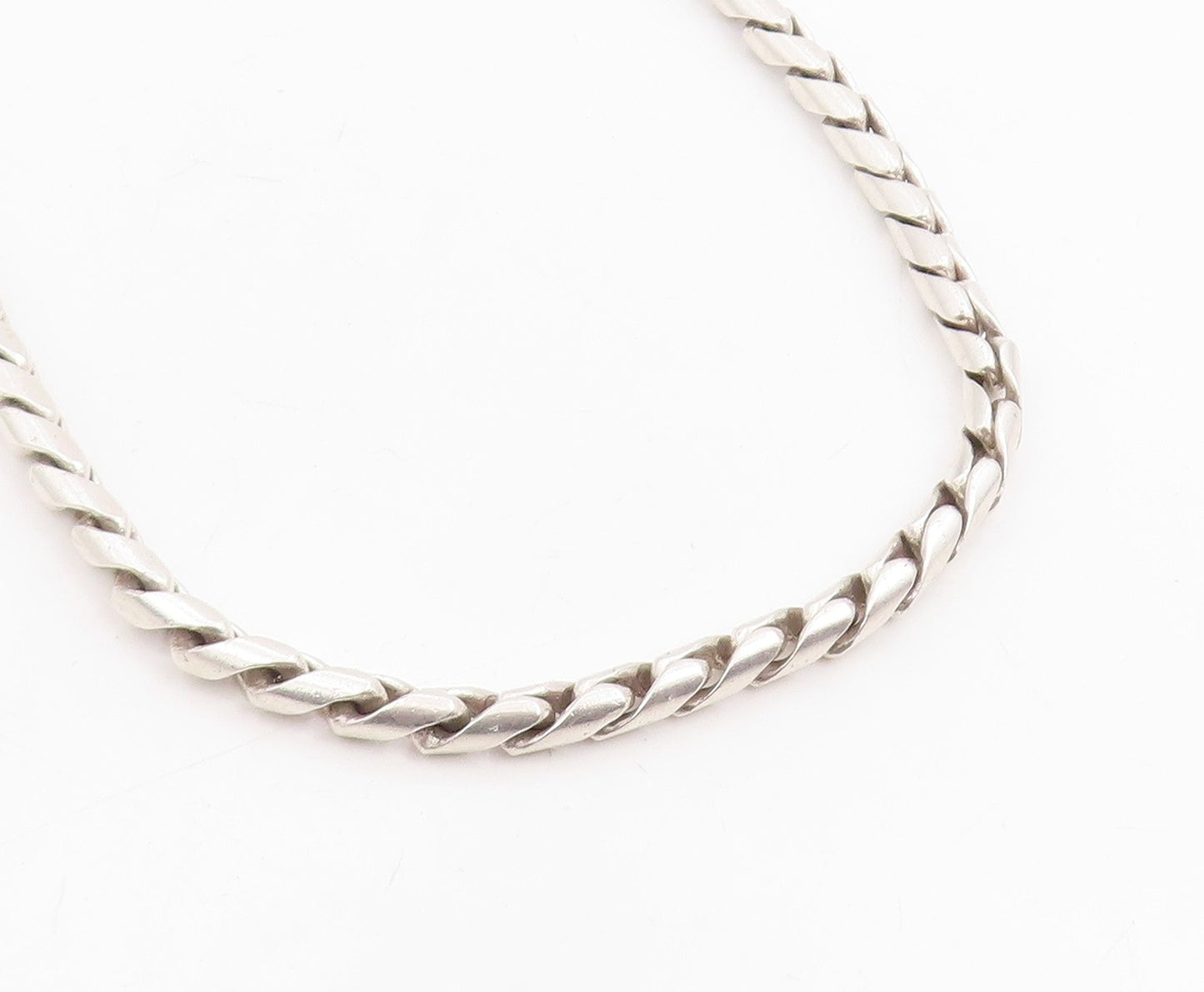 925 Sterling Silver Vintage Necklace Minimalist Solid Curb Link Chain  NE4774