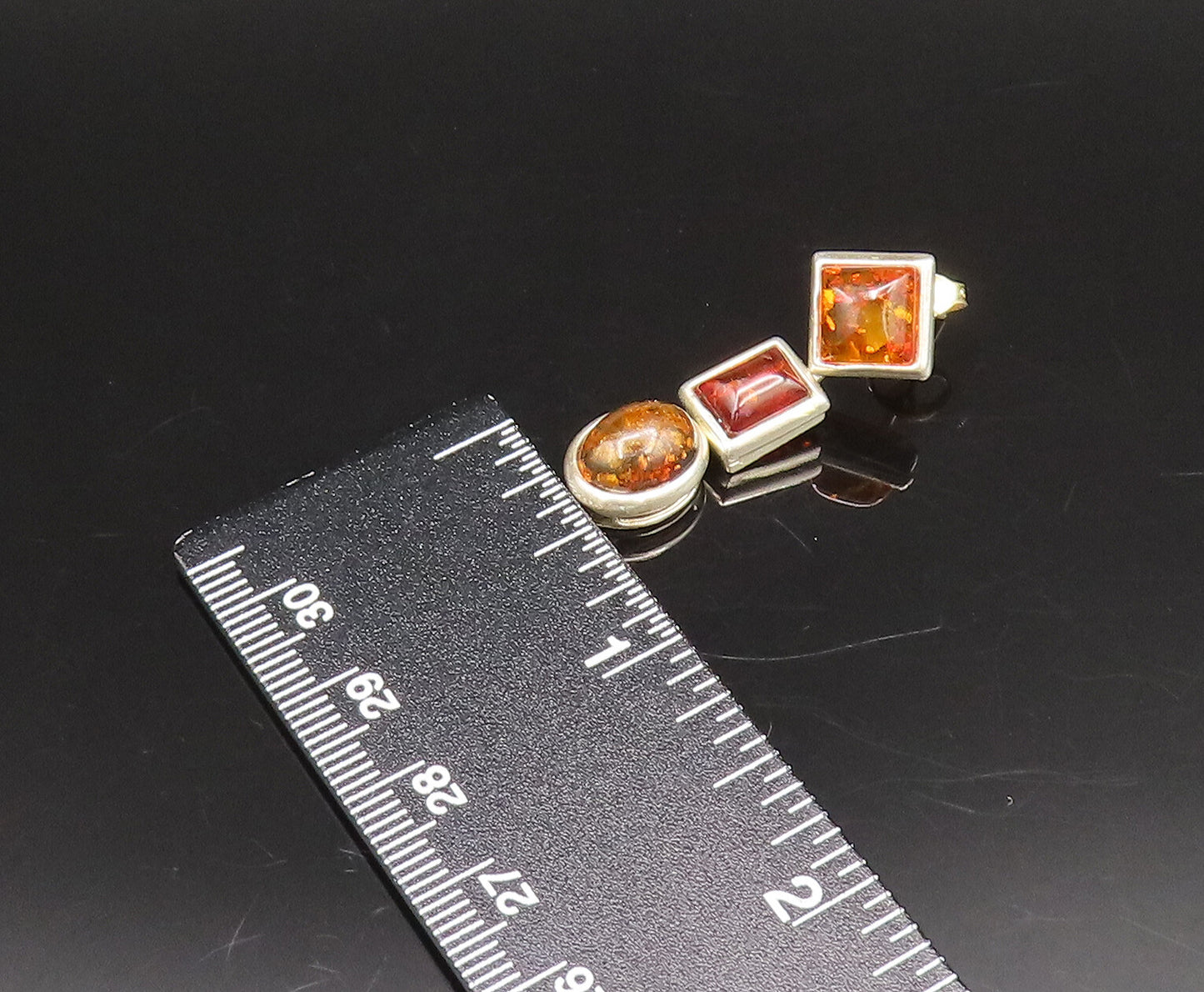 925 Sterling Silver  Vintage Multi Shaped Baltic Amber Dangle Earrings EG12182
