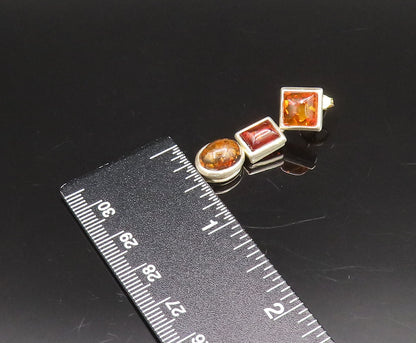 925 Sterling Silver  Vintage Multi Shaped Baltic Amber Dangle Earrings EG12182