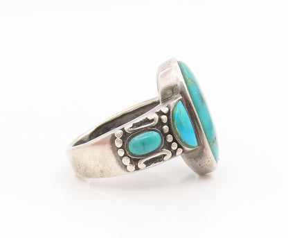 925 Sterling Silver Vintage Ring Classic Cabochon Turquoise Band  Sz 7  RG34522