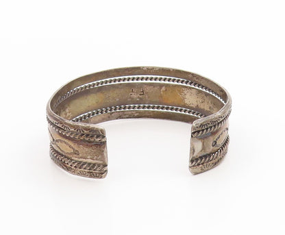 925 Sterling Silver Vintage Bracelet NAVAJO Etched Twisted Wire Cuff  BT12027