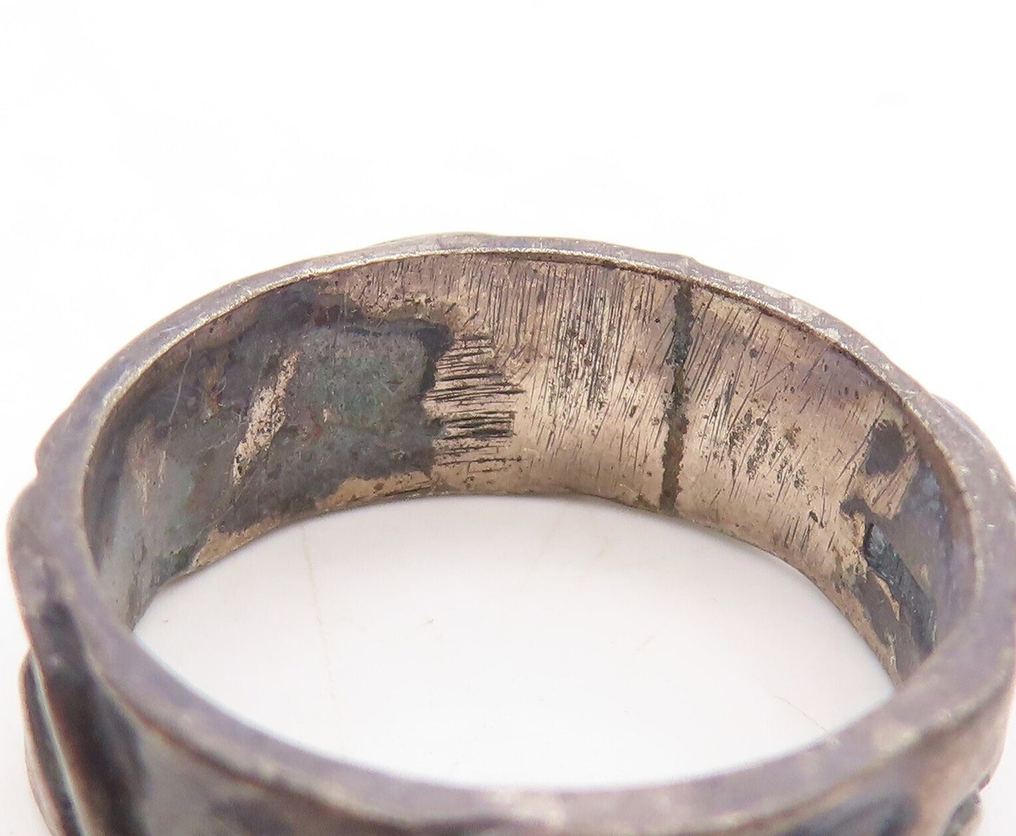 925 Sterling Silver Vintage Ring CINI Dark Tone Brutalist Cutout Sz 6.5  RG31261