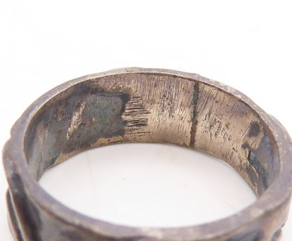 925 Sterling Silver Vintage Ring CINI Dark Tone Brutalist Cutout Sz 6.5  RG31261