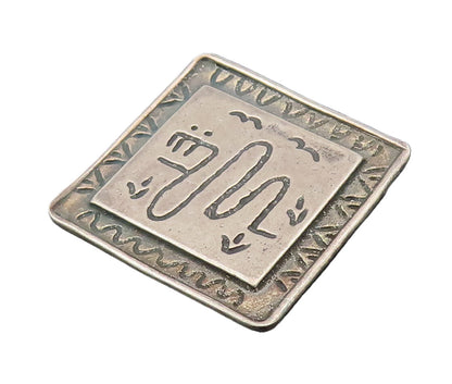 925 Sterling Silver  Vintage Engraved Scenery Square Pendant  PT21933