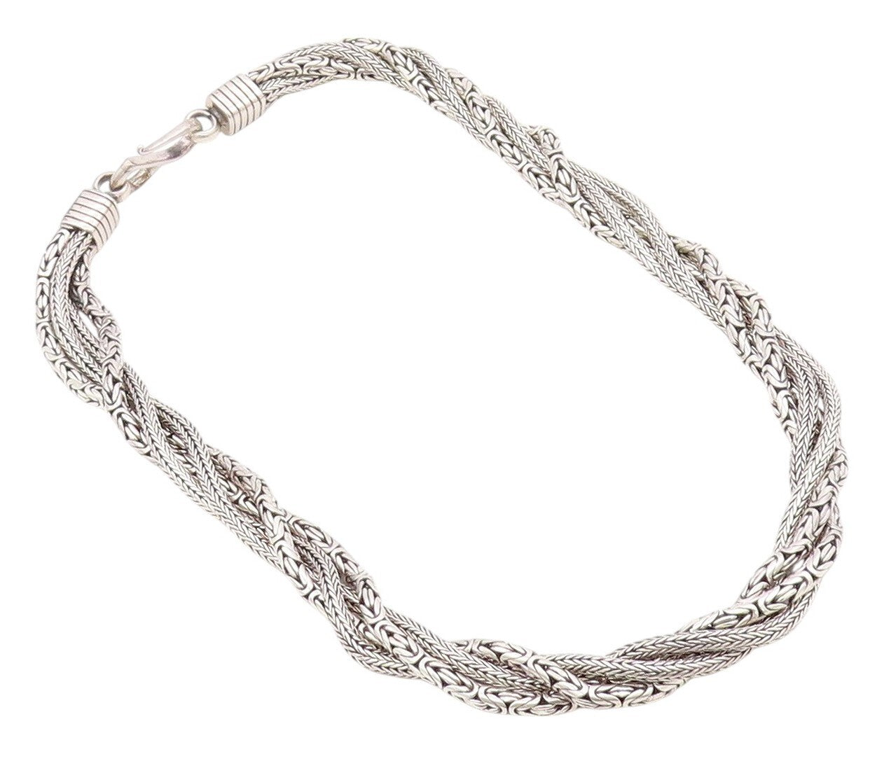 925 Sterling Silver Vintage Necklace BALI Dark Tone Designer Chains Twist NE4444