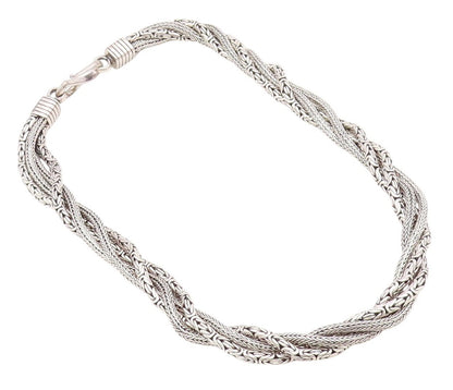 925 Sterling Silver Vintage Necklace BALI Dark Tone Designer Chains Twist NE4444