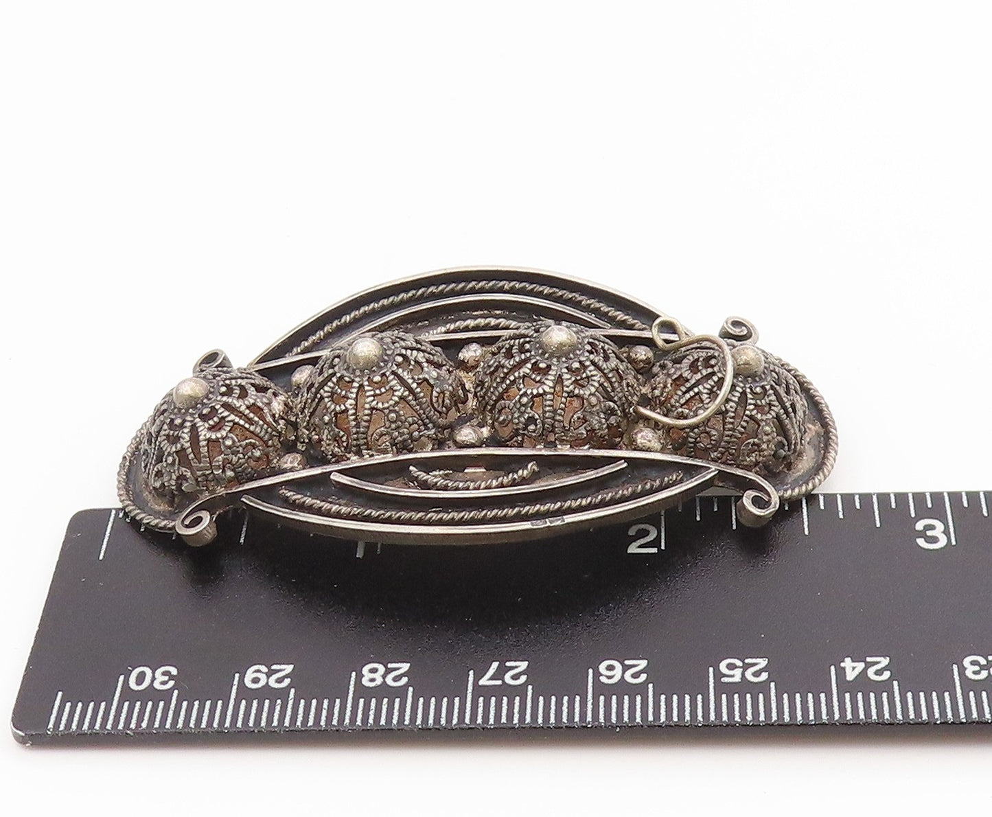 925 Sterling Silver Vintage Brooch Pin MIDDLE EAST Intricate Filigree  BP12170