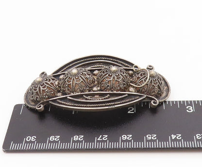 925 Sterling Silver Vintage Brooch Pin MIDDLE EAST Intricate Filigree  BP12170
