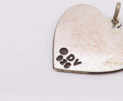 925 Sterling Silver Vintage Mini Love Heart Printed I Love Tap Pendant PT22149