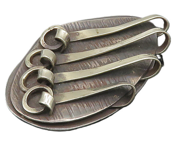 925 Sterling Silver  Vintage Modernist Design Oxidized Brooch Pin  BP6803