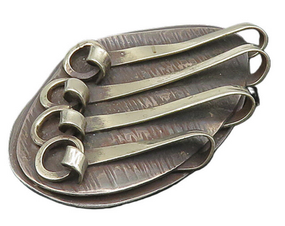 925 Sterling Silver  Vintage Modernist Design Oxidized Brooch Pin  BP6803