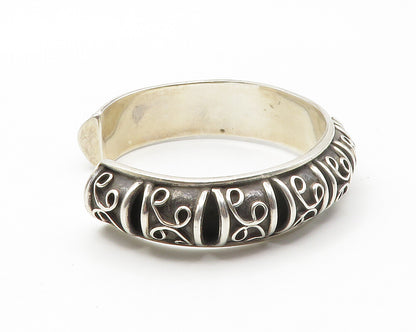 925 Sterling Silver Vintage Shiny Swirl Pattern Dome Cuff Bracelet BT5433