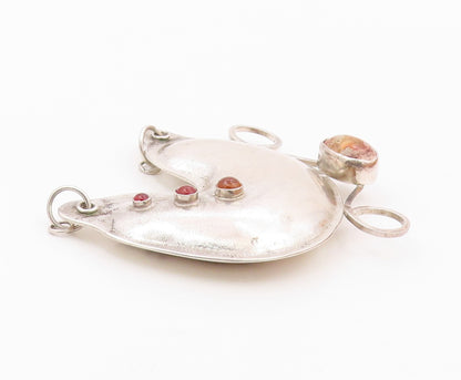 925 Sterling Silver  Vintage Carnelian & Citrine Heavy Pendant (NOISE) PT16439