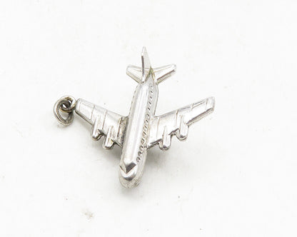 925 Sterling Silver  Vintage Shiny Petite Airplane Motif Pendant  PT7199
