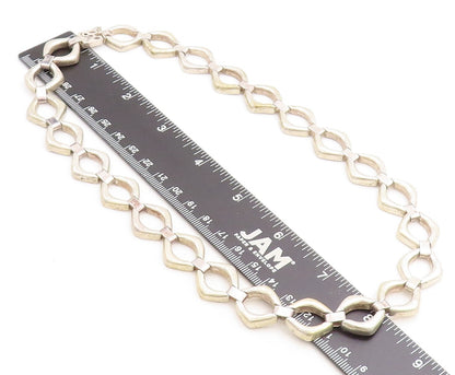 925 Sterling Silver  Vintage Smooth Open Hinge Link Chain Necklace  NE1336