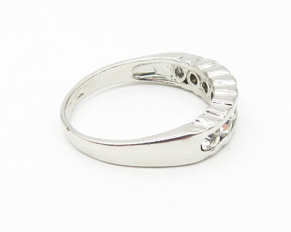 925 Sterling Silver  Sparkling Cubic Zirconia 7 Stone Band Ring Sz 8  RG11310