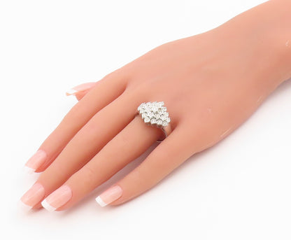 925 Sterling Silver Vintage Ring Elegant White Topaz Cluster Band Sz 11 RG36496