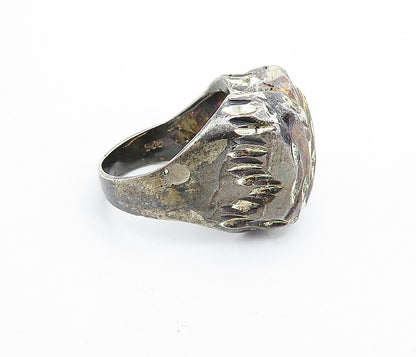 925 Silver  Vintage Diamond Cut Detail Love Heart Cocktail Ring Sz 7.5  RG6446