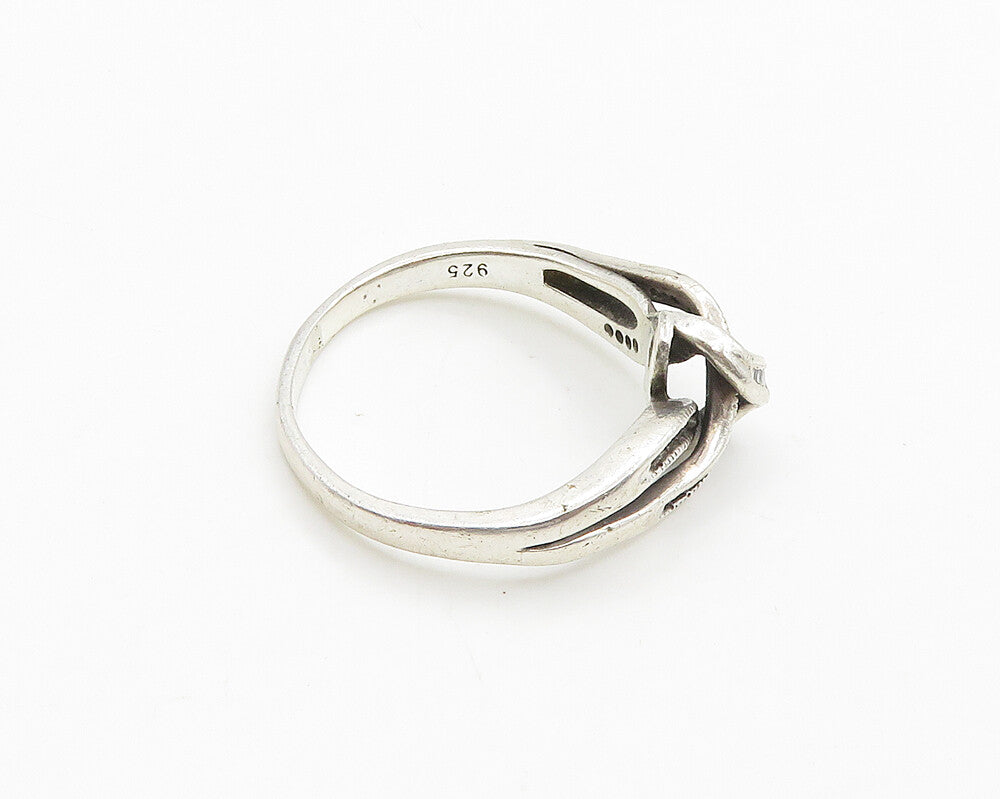925 Sterling Silver  Vintage Genuine Diamonds Split Band Ring Sz 9.5  RG19386