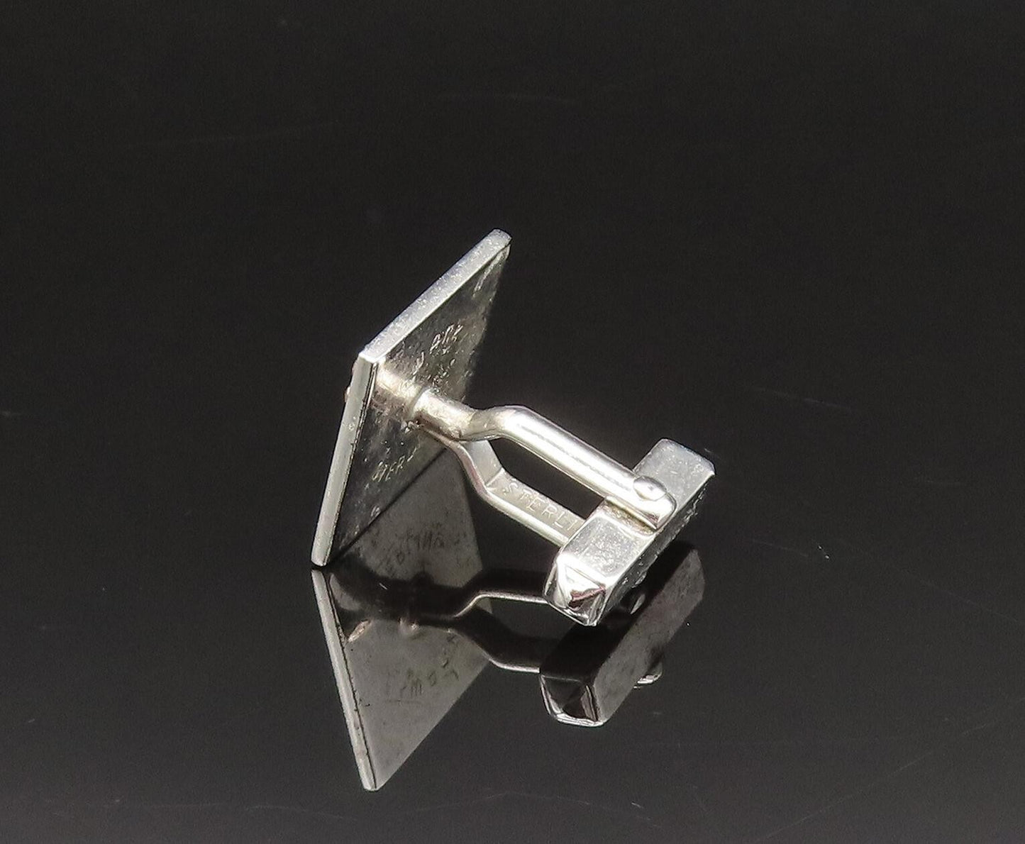 SWANK 925 Silver  Vintage Two Tone Fleur De Lis Shiny Square Cufflinks  TR3357