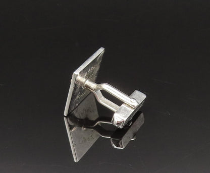 SWANK 925 Silver  Vintage Two Tone Fleur De Lis Shiny Square Cufflinks  TR3357