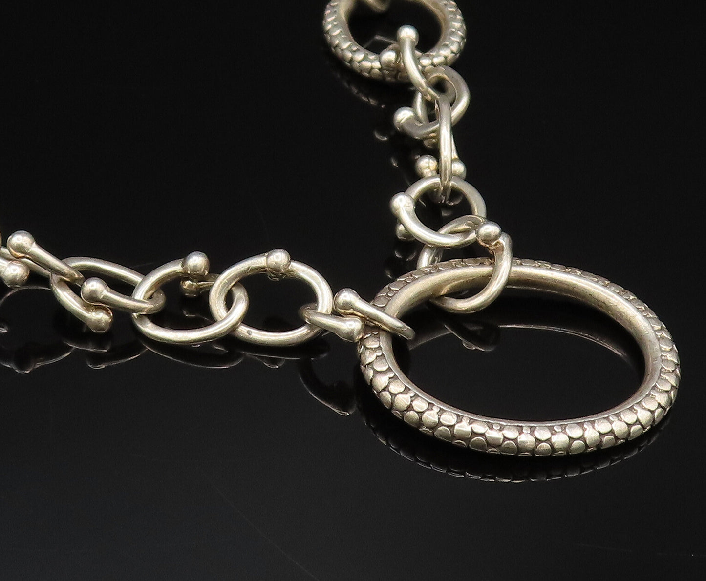 MICHAEL DAWKINS 925 Silver  Vintage Graduated Dotted Circle Necklace  NE3970